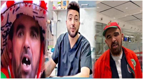 مازال الخير .. طبيب أردني يبحث عن المشجع المغربي الذي تعرض للتنمر بسبب شكل أسنانه